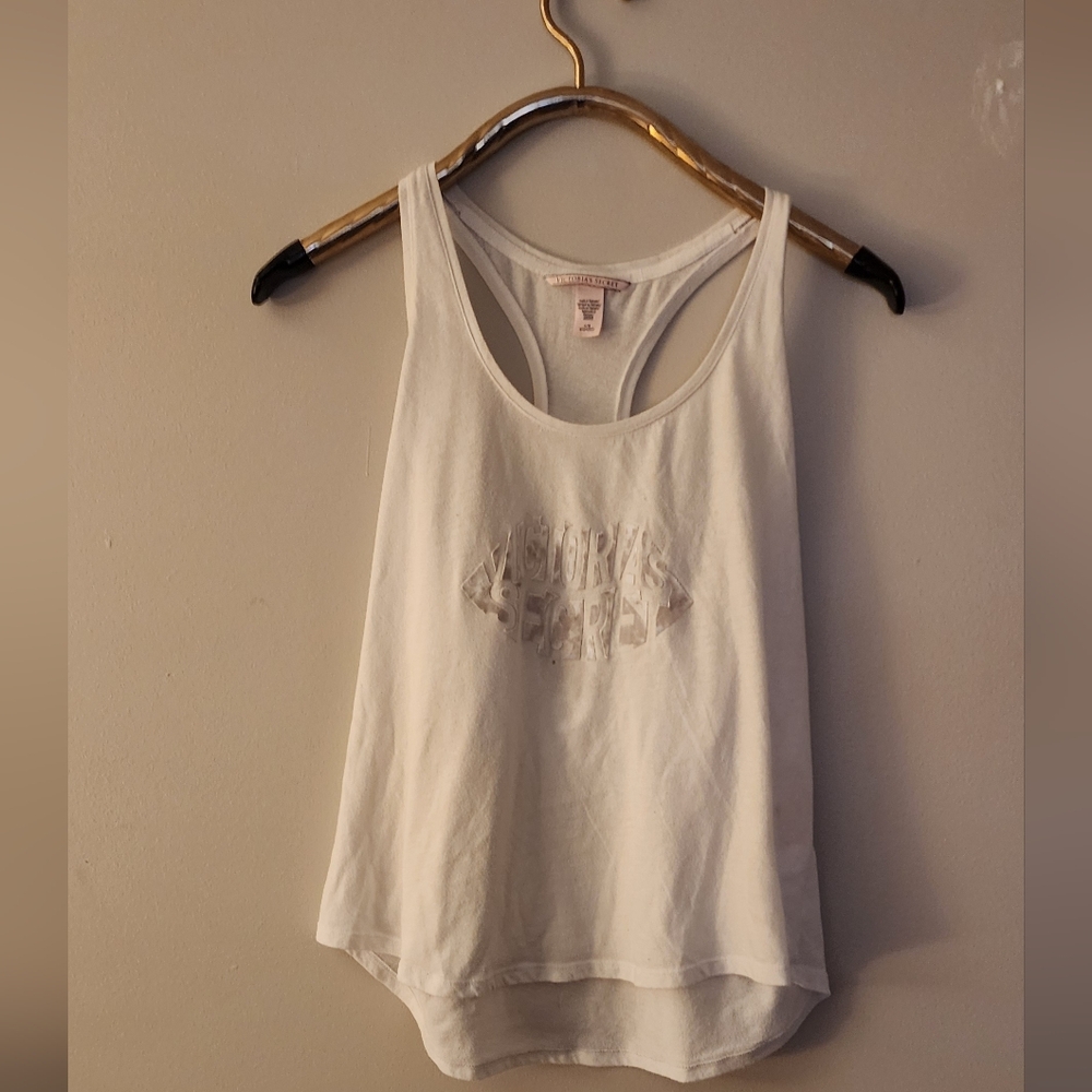 Victoria's Secret White Racerback Tank Top Sz L